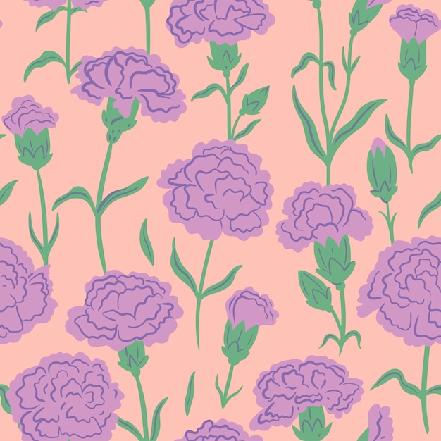 Seamless pattern with carnation flowers Vector graphics