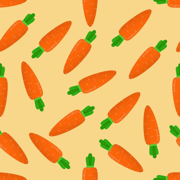 Seamless pattern with carrots on a yellow background Cute textile pattern