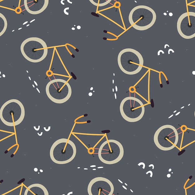 Seamless pattern with cartoon bicycles