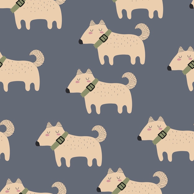 Seamless pattern with cartoon dogs