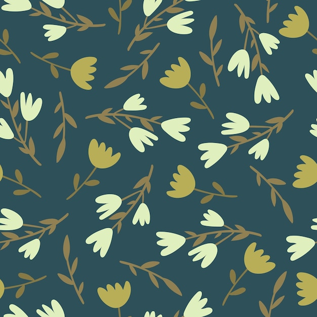 seamless pattern with cartoon flowers