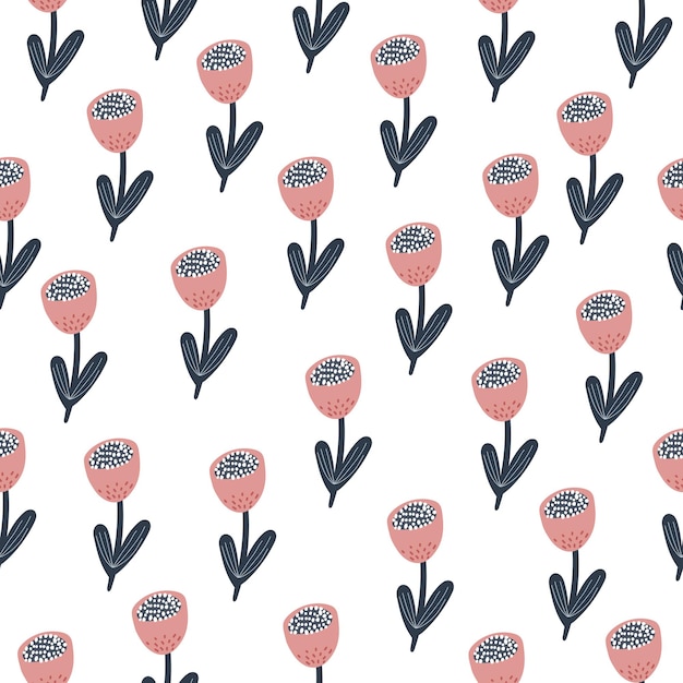 Seamless pattern with cartoon flowers