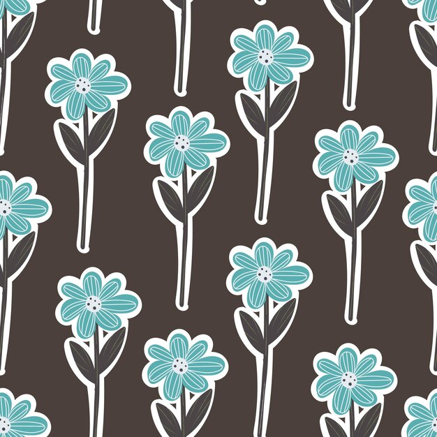 seamless pattern with cartoon flowers