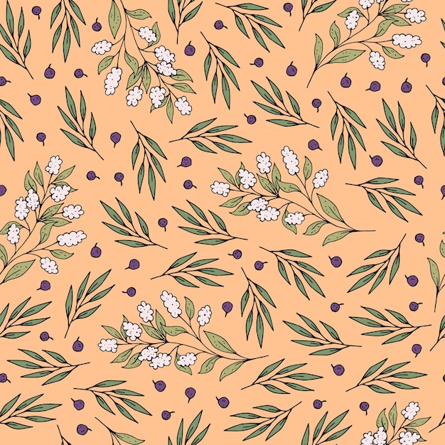 Seamless pattern with cartoon flowers