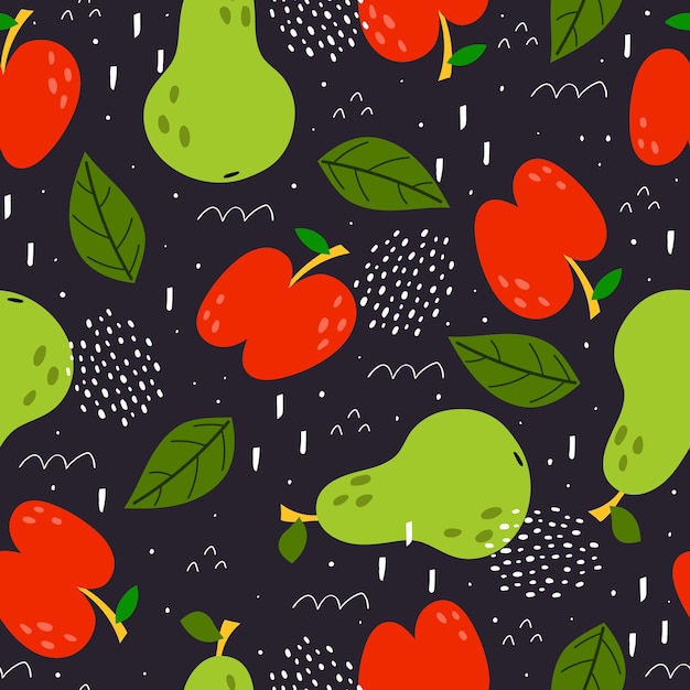 Seamless pattern with cartoon fruits