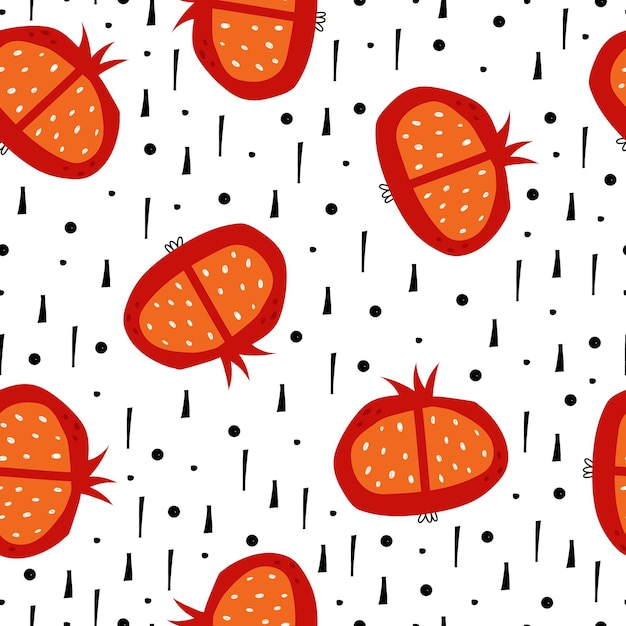 Seamless pattern with cartoon pomegranate