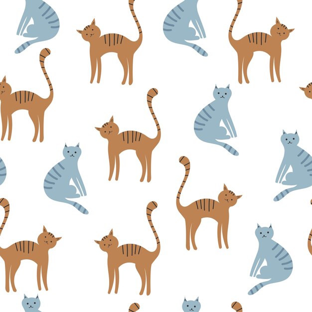 Seamless pattern with cats Illustration in a flat style Children's pattern with cats