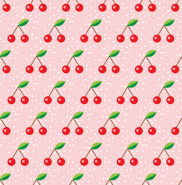 Seamless pattern with cherries