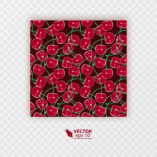 Seamless pattern with cherry berries. Cherry background. Vector illustration