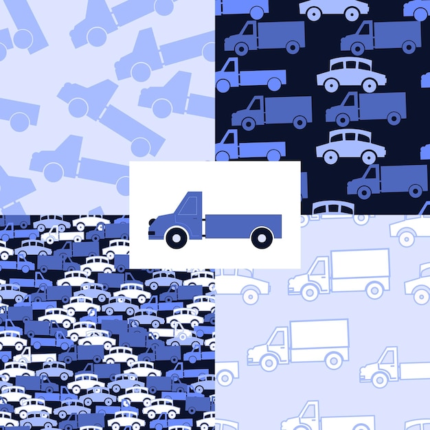 Seamless pattern with children s multicolored toy cars in cartoon style