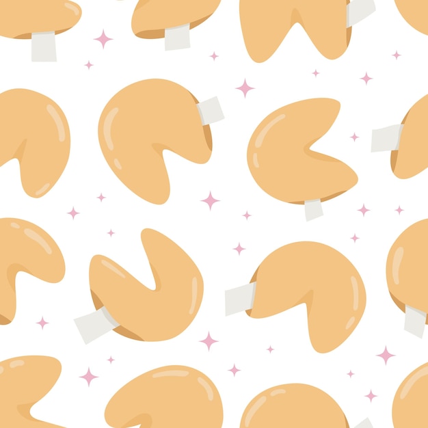 Seamless pattern with Chinese fortune cookies on white background