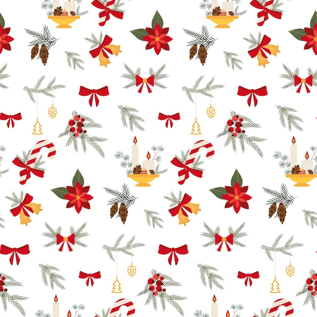 Seamless pattern with Christmas decor