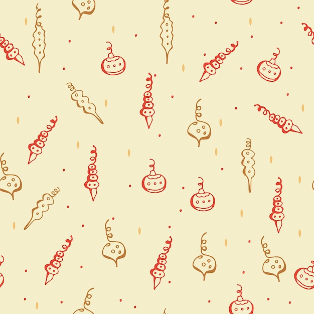 Seamless pattern with Christmas Decorations. Vector illustration.