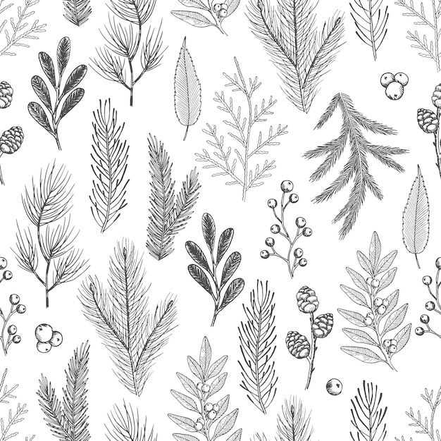 Seamless pattern with Christmas elements. Vector illustration.