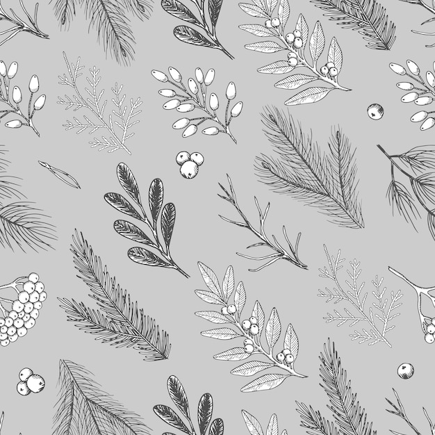 Seamless pattern with Christmas elements. Vector illustration.