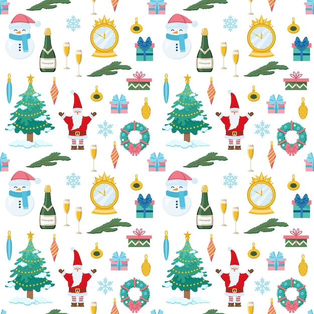 Seamless pattern with Christmas elements