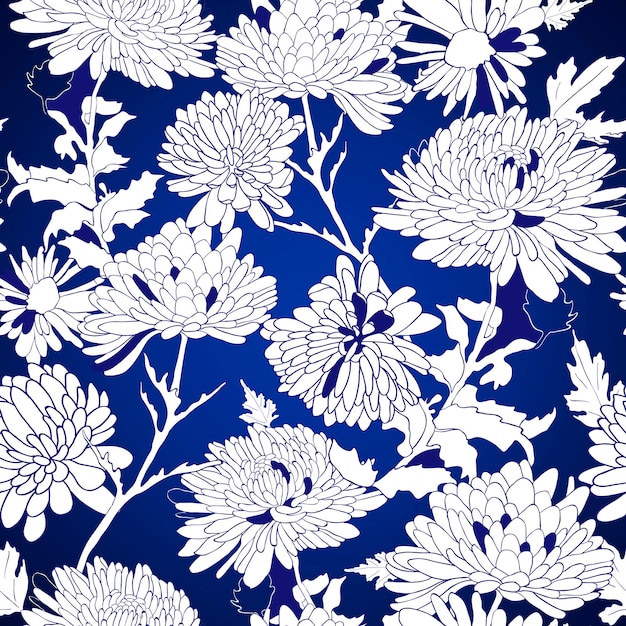 Seamless pattern with chrysanthemum flowers