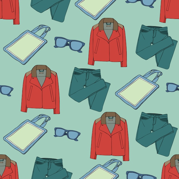 Seamless pattern with clothing and accessories