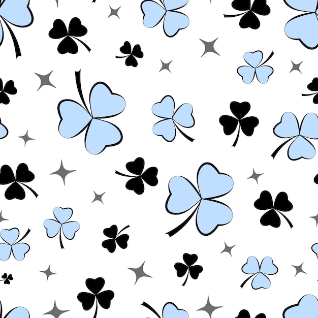 Seamless pattern with clover on white background