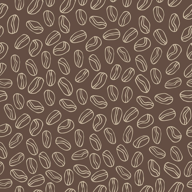 Seamless pattern with coffee beans Coffee bean outline pattern Hand drawing