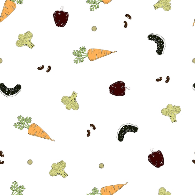 seamless pattern with color vegetables