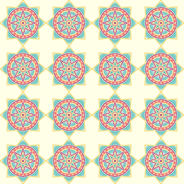 Seamless pattern with colored mandala ornament Oriental background