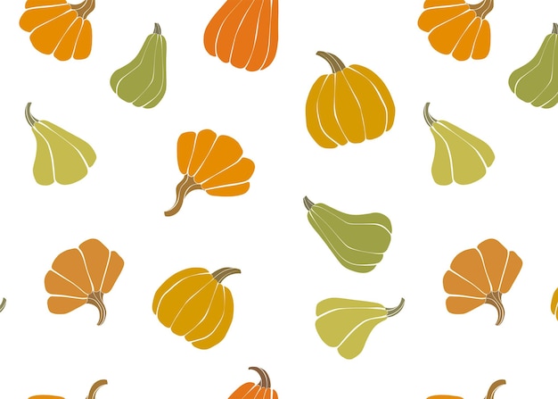 Seamless pattern with colored pumpkins Vector illustration design Autumn holiday illustration