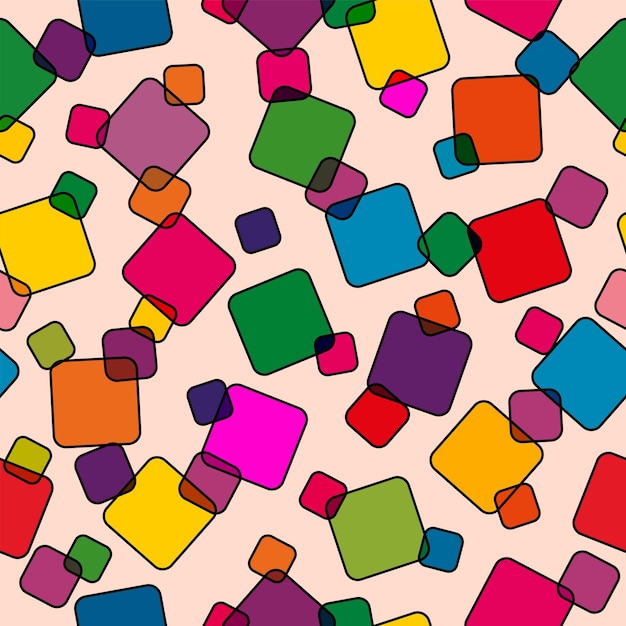 Seamless pattern with colored squares Modern random colors