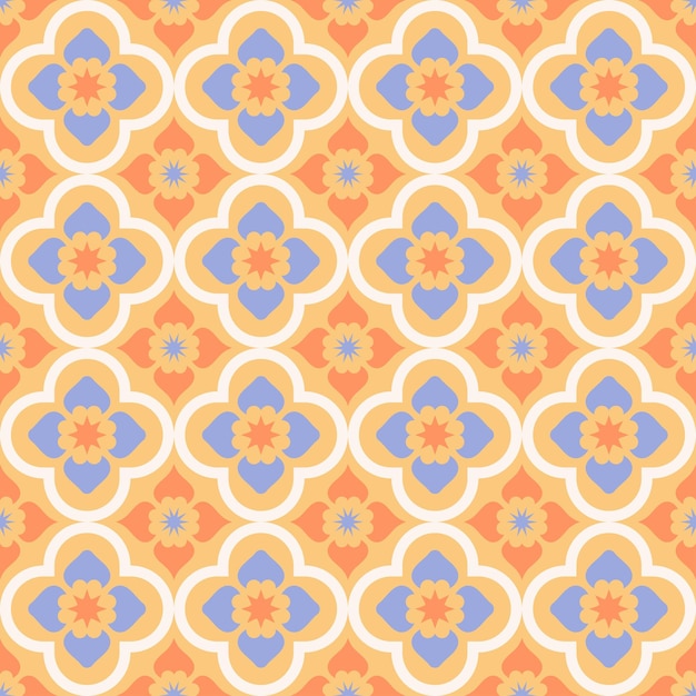 Seamless pattern with colorful Arabic tiles