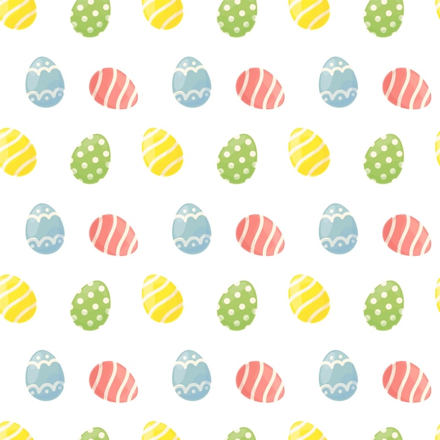 Seamless pattern with colorful eggs on white background Vector illustration for Easter holiday