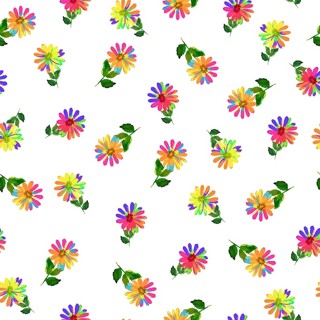 Seamless pattern with colorful flowers Vector illustration