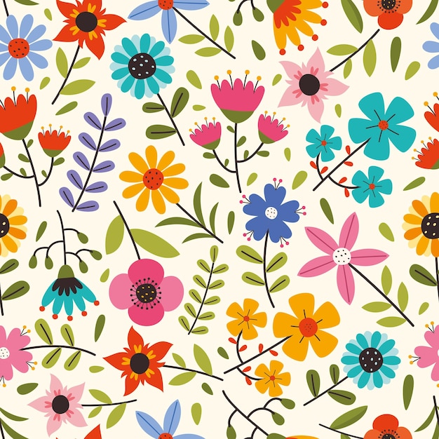 Seamless Pattern With Colorful Flowers