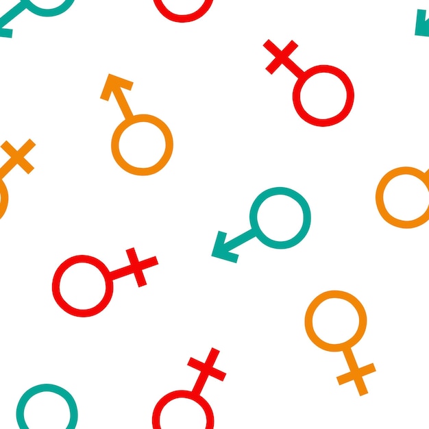 Seamless pattern with colorful gender symbols