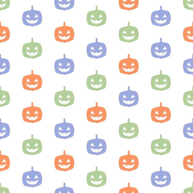 Vector seamless pattern with colorful halloween pumpkin