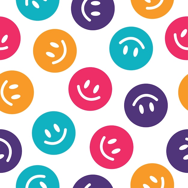 Seamless pattern with colorful happy faces.