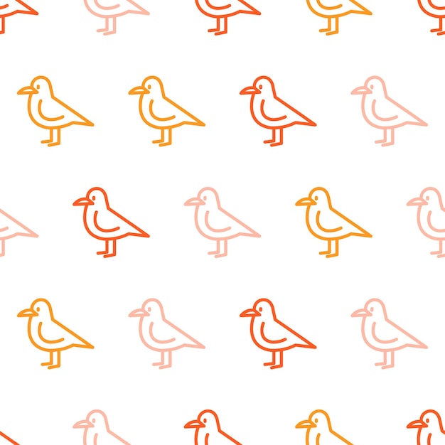 Seamless pattern with colorful outline pigeons