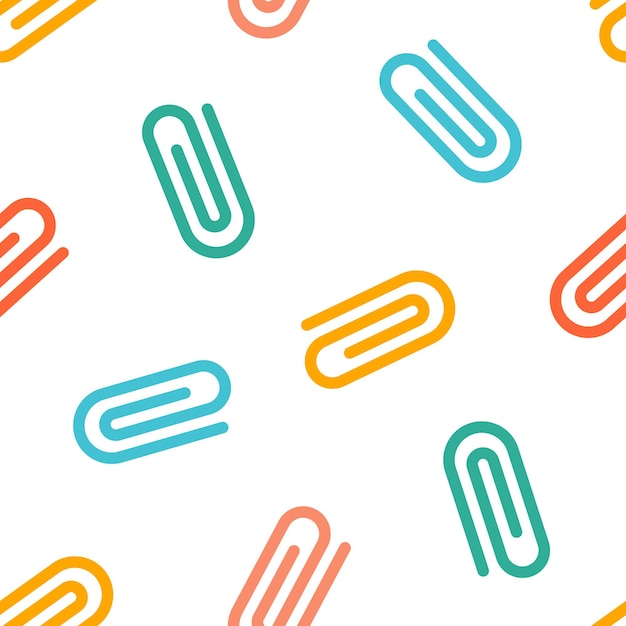 Seamless pattern with colorful paper clips