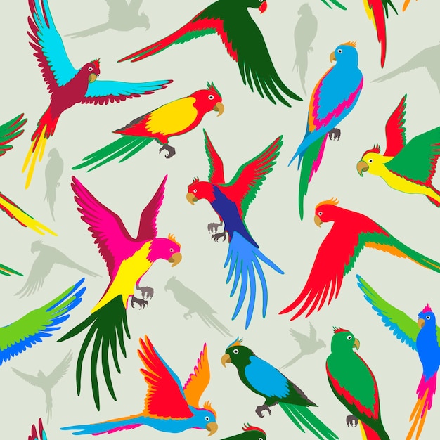 Seamless pattern with Colorful parrot of jungle