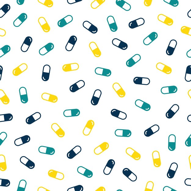 Vector seamless pattern with colorful pills