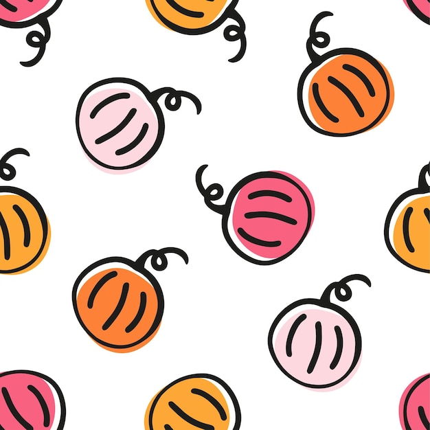 Seamless pattern with colorful pumpkins