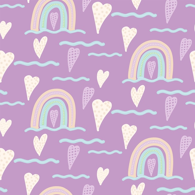 Seamless pattern with colorful rainbows for kids