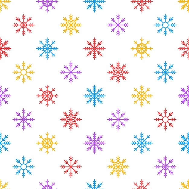 Seamless pattern with colorful snowflakes