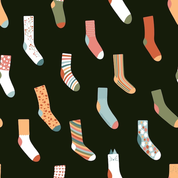 Seamless pattern with colorful socks vector illustration