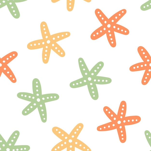 Seamless pattern with colorful starfish