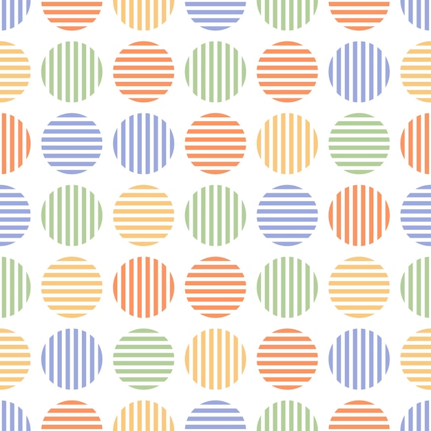 Seamless pattern with colorful stripes circles