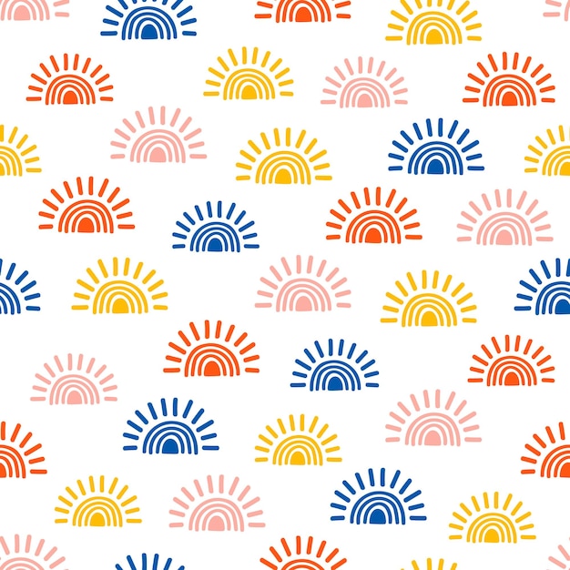 Seamless pattern with colorful sun