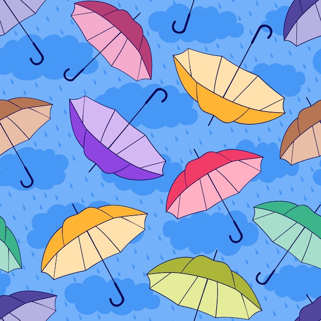 seamless pattern with colorful umbrellas