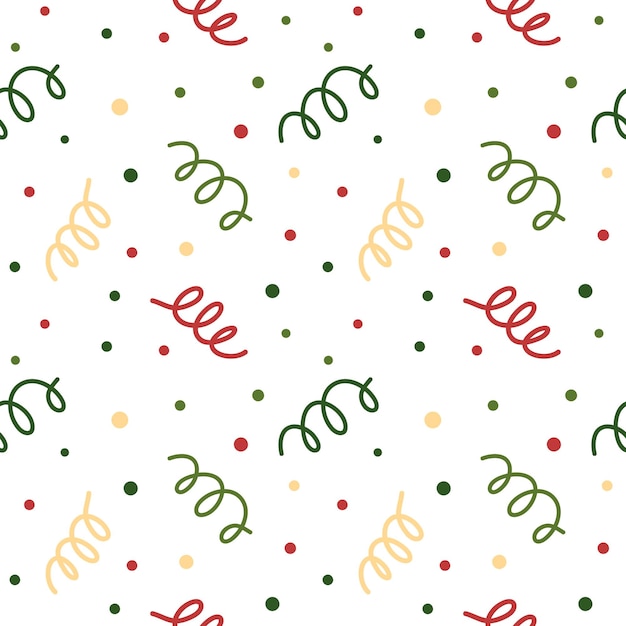 Seamless pattern with confetti and polka dot Vector illustration of pattern on kraft paper Pattern for Christmas Birthday New Year and another celebration