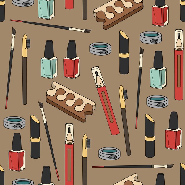 Seamless pattern with cosmetics