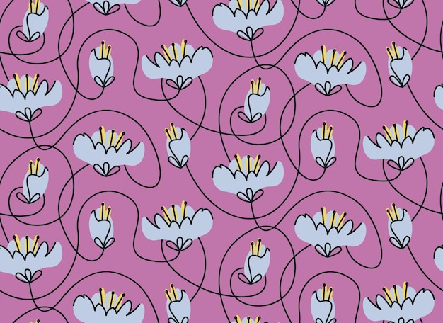 Seamless pattern with crocus heads